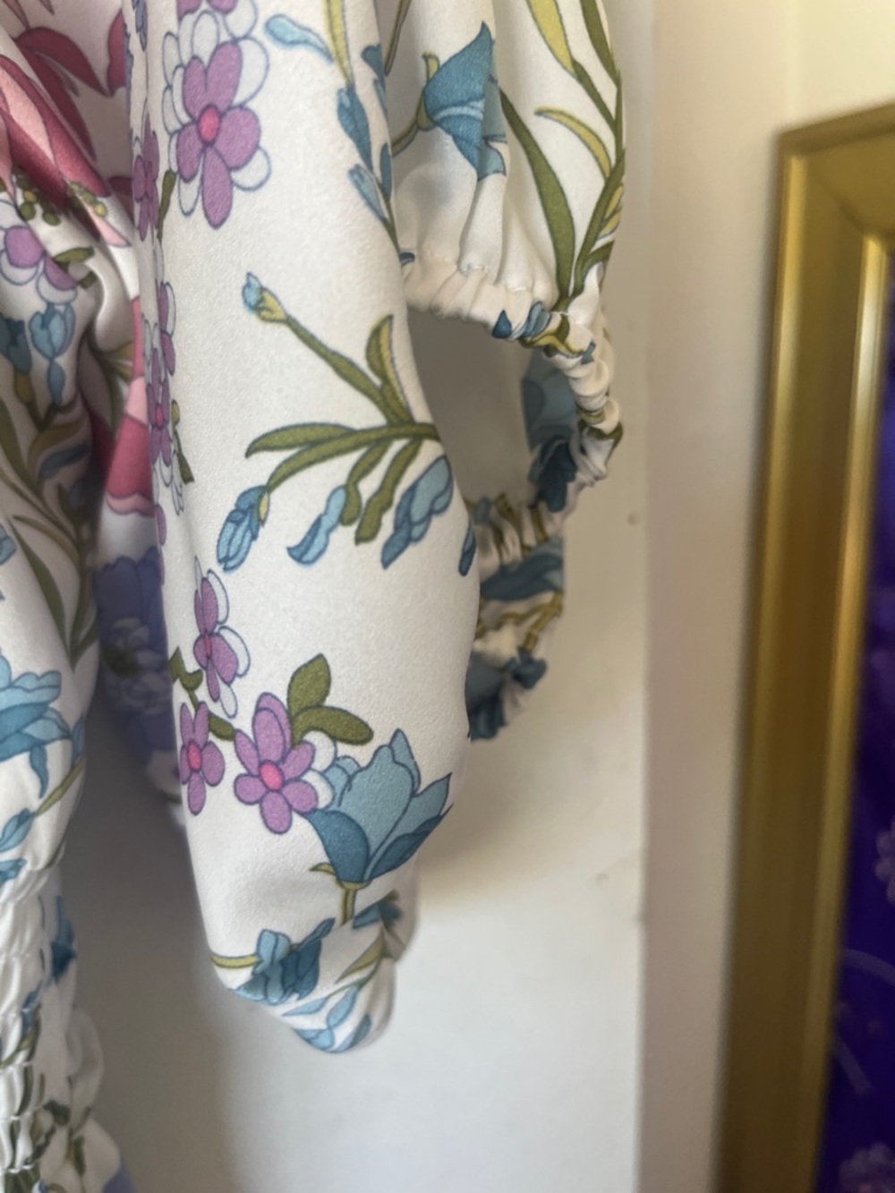 Maison Tara Floral light and airy soft spring maxi dress in ivory and lilac NWT - Picture 10 of 11